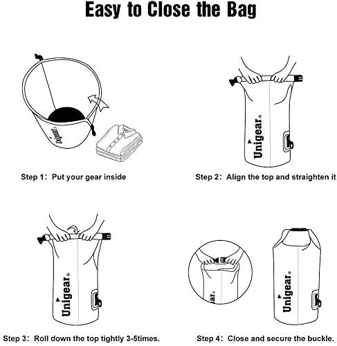 Unigear Dry Bag Waterproof, 2L/5L/10L/20L/30L/40L Floating and Lightweight Bags for Kayaking, Boating, Fishing, Swimming and Camping with Waterproof Phone Case - color: grey, size: 5L