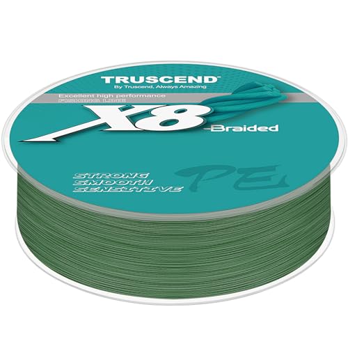 TRUSCEND X8 Braided Fishing Line, Durable and Valuable PE Braid Line for Professional, More Thinner More Smoother Performance for Casting Well, Must-Have Freshwater Fishing Gear, Fishing Gift for Men - color: Moss green, size: 10 LB (300 yards)