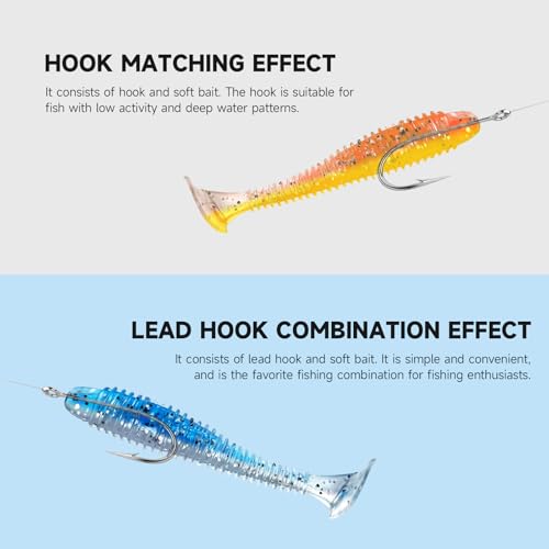 Soft Fishing Lures, Paddle Tail Swimbaits Soft Plastic Lures, Unique Vibrating Swim Action for Trout Crappie Walleye Sea Bass