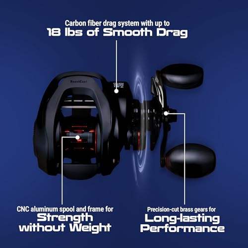 Reaction Tackle ReactCast Baitcasting Reel, 7.3:1 High-Speed Baitcaster with 9+1 Bearings, Aluminum Frame, Dual Brake System and Smooth Drag for Bass Fishing