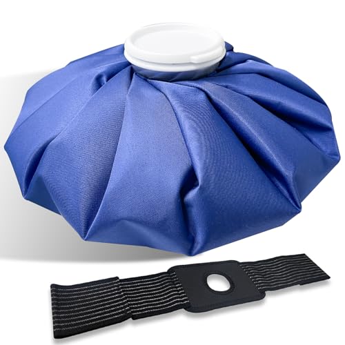 11" Large Ice Bag Pack with Wrap for Injuries, Upgrade Reusable Ice Packs, Effective Hot/Cold Therapy for Migraine, Shoulder, Neck, Knee Pain, No-Leak & Waterproof, Blue - color: Blue - 11 in + Wrap