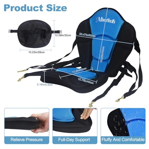 Thickened Kayak Seat,Kayak Seats with Back Support– Cushioned Canoe Backrest with Sit-On-Top Design, Padded Back Support for SUP Paddle Boards, Rafting, Fishing - color: Blue, size: 1 Pcs