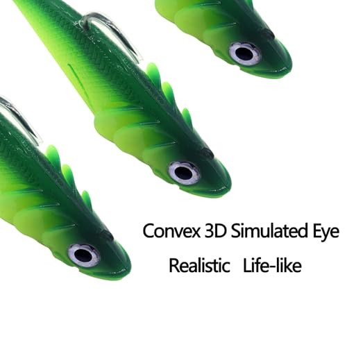 Big Jig Worm Lures Swimming Bait Soft Plastic Fishing Lure for Bass, Crappie, Trout, Pike, Sea Bass, Redfish, Striper,Fishing Lures for Freshwater & Saltwater - color: Green-1 Piece