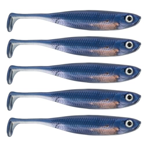 QualyQualy Soft Plastic Swimbait Paddle Tail Shad Lure Soft Bass Shad Bait Minnow Paddle Tail Swim Bait for Bass Trout Walleye Crappie - 2.75in, 3.14in, 3.94in, 5in - color: 11#, size: 2.75in - 6Pcs