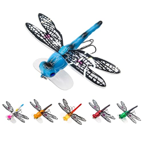 Topwater Fishing Lures Insect Fishing Lures Dragonfly Fishing Lures Dragonfly Lure Fishing Bait with Hooks for Outdoor Fishing Tools - color: Dragonfly 6pcs
