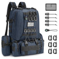 CVLIFE 60L Tactical Backpack for Men Women Military Large Army Rucksack | 3 Day Bug Out Survival Molle Bag, D-Ring Clips & Compass Accessories, Hiking Camping Gym Daypack, Blue - color: Blue