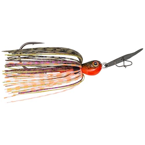 Strike King Thunder Cricket Fishing Lure, Vibrating Swim Jig, Silver Blade, 4/0 Jungle-Style Flipping Hook - color: Bluegill, size: 3/8 oz