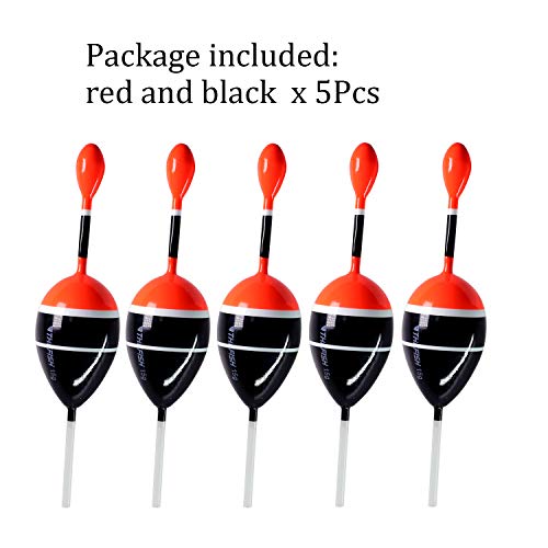 THKFISH Fishing Floats Bobbers Slide Floats Balsa Fishing Bobber Slip Bobbers for Crappie Panfish Trout Bass (1/2oz 2"x5.28") (1/6 1.6"x4.8") 5Pcs - color: Black and Red, size: 1/2 oz 2"x5.28" - 5Pcs