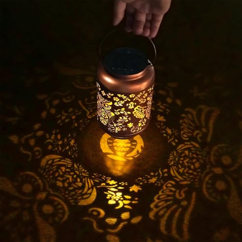 HONGLAND Solar Lanterns Outdoor Gifts for Women, Waterproof Hollowed-Out Owl Design with Warm White LED, Auto On/Off Solar Hanging Lights for Garden, Patio, Porch Decor - color: Owl