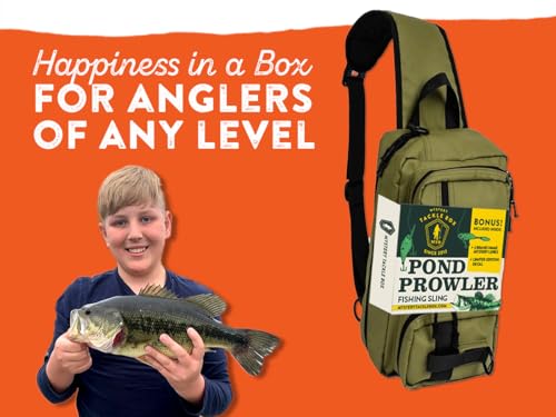 Catch Co Mystery Tackle Box Pond Prowler Sling Fishing Lure Kit – Green Sling Pack with Bonus Multi-Species Bait, Fishing Gear Storage, and Decal