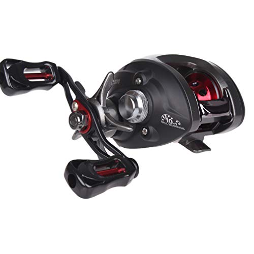 Diwa Baitcasting Fishing Reels Saltwater Freshwater Spincasting Reels Carbon Fiber Drag 18 LBS 12 + 1 Shielded Stainless Steel Ball Bearings Baitcasters Spool Sport Baitcast Reel - style: Left