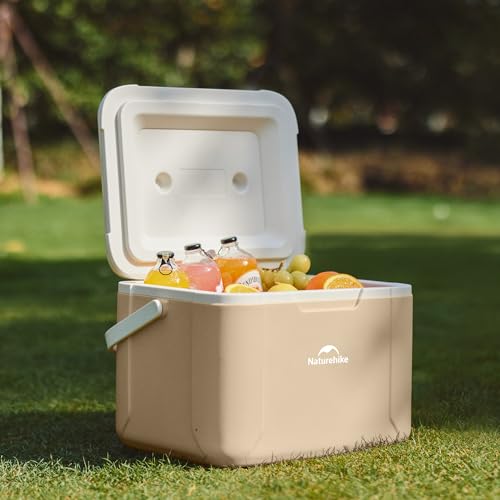 Naturehike 5.3/15/19 QT Hard Cooler, Insulated Ice Chest Box, Portable Ice Retention Cooler for Beach Camping Picnic Fishing Barbecue - color: Brown, size: 19QT
