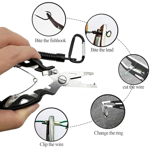 Pack of 201pcs Fishing Stainless Steel Split Rings 5 Sizes and Plier Set, Split Ring Capable of withstanding Large tensile Force and Fishing Plier Tool Kit for Saltwater Fishing Lure Connectors… - color: 250pcs Rings&Black plier