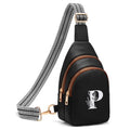 Viverte Crossbody Bags for Women Initial Sling Bag Cross Body Fanny Packs Personalized Gifts for Mom Women Wife - color: Black with Brown, style: P