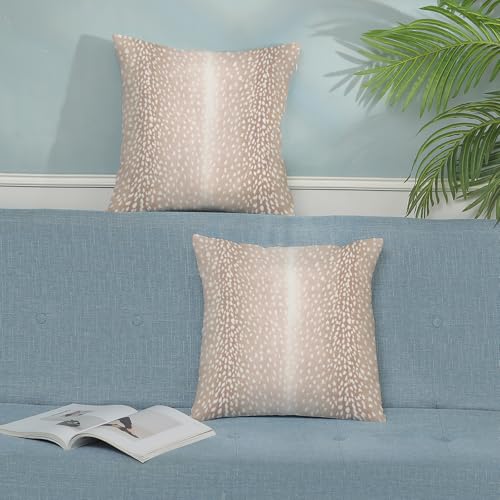 Beige Pink Antelope Pillow Covers 18x18 Inch Set of 2 Deer Animal Skin Print Throw Pillows Outdoor Decorative Modern Antelope Pillowcase Cotton Cushion Cases for Bed Sofa Couch - color: Beige Antelope, size: 18" x 18" (Pack of 2)