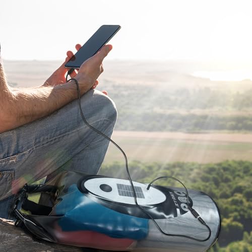 Qoolife Dry Bag Waterproof with Solar Bluetooth Speaker & Light - 10L/20L Roll Top Dry Sack Keeps Gear Dry for Men Women Kayaking, Beach, Rafting, Boating, Hiking, Camping and Fishing - color: Grey with BT Speaker, size: 10L