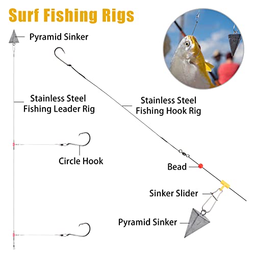 Saltwater Fishing Tackle Kit, 136pcs Surf Fishing Gear Fish Finder Rigs Saltwater Fishing Lures Crankbait Spoon Pyramid Sinker Fishing Hooks Leaders Swivels Ocean Fishing Tackle Accessories