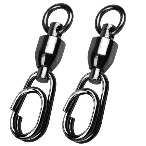 QISHUO High Strength Fishing Swivel Steel Ball Bearing Fishing Swivels Stainless Connector Rolling Snap Swivels Fishing Black Nickel 30lbs-160lbs - size: Size 2+2(50lb) 25 pcs