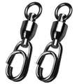 QISHUO High Strength Fishing Swivel Steel Ball Bearing Fishing Swivels Stainless Connector Rolling Snap Swivels Fishing Black Nickel 30lbs-160lbs - size: Size 4+4(98lb) 50 pcs