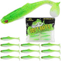 LUCKYFISHING Paddle Tail Swimbaits Soft Plastic Swimbaits Soft Baits for Bass Fishing Trout Crappie Walleye Freshwater Saltwater 10/16/20 PCS Soft Plastic Baits 4/3.5/3/2.5 Inch - color: Green, size: 4 inch-10pcs