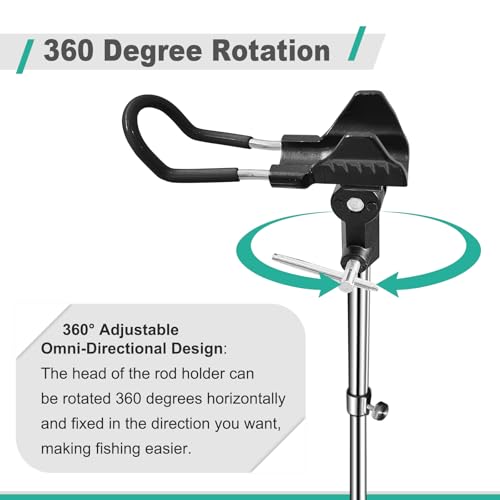 2/4 Pack Fishing Rod Holders, 360 Degree Adjustable Fishing Rod Holders for Bank Fising , Height Adjustable 25-36.6 Inch Multifunctional Stainless Steel Beach Fishing Rod Holder Fishing Gifts for Men - color: Black-4 Pack