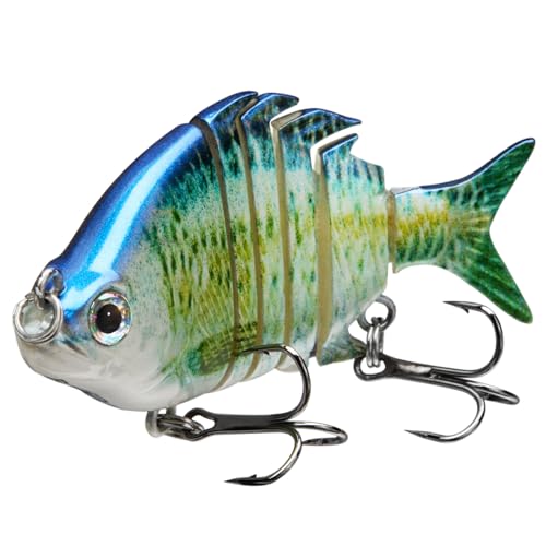 Bassdash SwimPanfish 2.5”/0.34oz Hard Bluegill Swimbaits Multi Jointed Topwater Trout Bass Fishing Crank Lure,Pack of 4 - color: BBYN