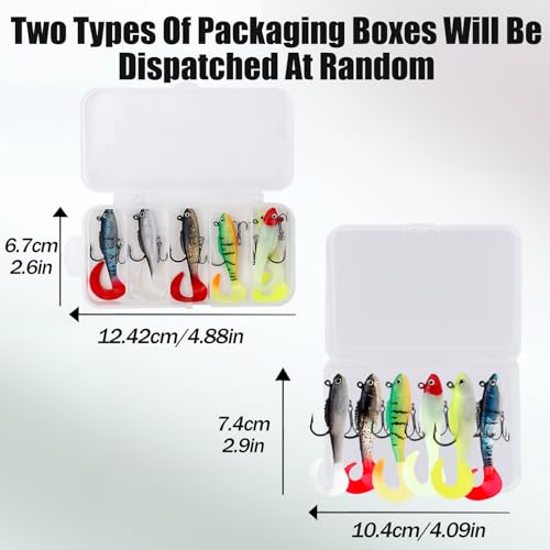 Fishing Lures with Jig Heads Treble Hooks 6pcs 2.36in/0.14oz FS/RE-12 | 6pcs Soft Plastic Swim Baits,Tackle Box,for Bass Crappie Trout, Saltwater and Freshwater, Fishing Tackle