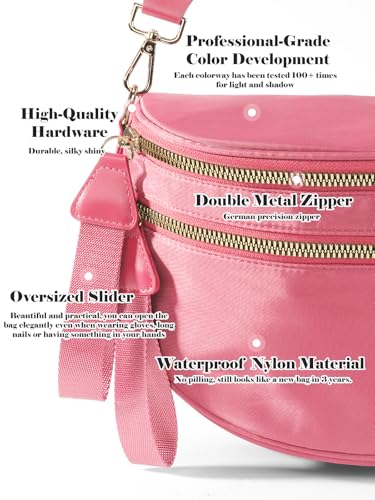 Pure Colour Crossbody Bag Bum Bag for Women,Spacious Purse Fanny Packs Belt Bag,Oversized Bum Bag (Colour Bum Bag-Watermelon Red) - color: Colour Bum Bag-Watermelon Red