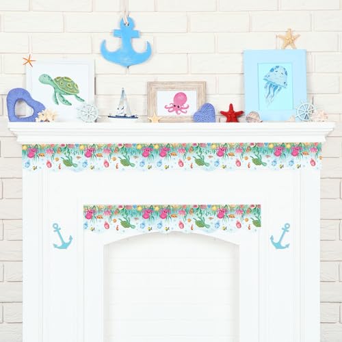 Whaline 32.8 Ft Summer Under The Sea Bulletin Board Borders Ocean Creature Die-Cut Rolled Border Trim for School Classroom Office Chalkboard Decoration - style: Ocean Creature