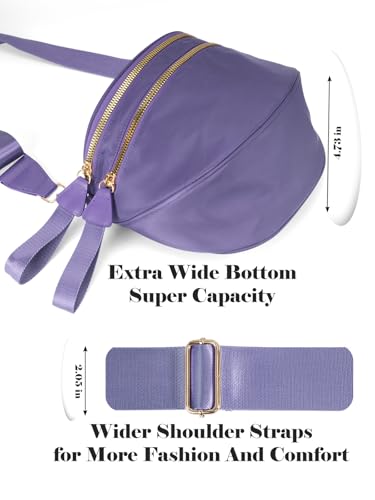 Pure Colour Crossbody Bag Bum Bag for Women,Spacious Purse Fanny Packs Belt Bag,Oversized Bum Bag (Colour Bum Bag-Cloudy Purple) - color: Colour Bum Bag-Cloudy Purple