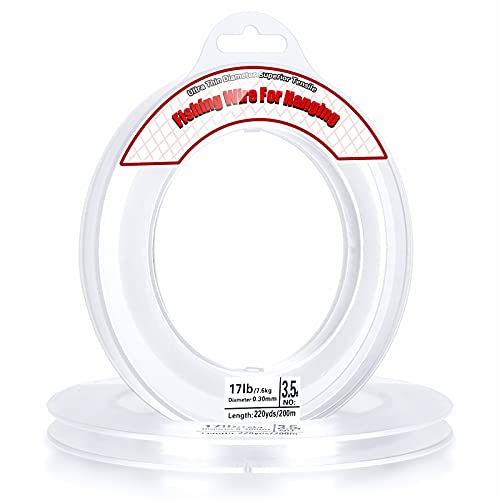 Clear Fishing Wire, Acejoz 656FT Fishing Line Clear Invisible Hanging Wire Strong Nylon String Supports 40 Pounds for Balloon Garland Hanging Decorations - style: 0.3mm, 656ft, 17lb