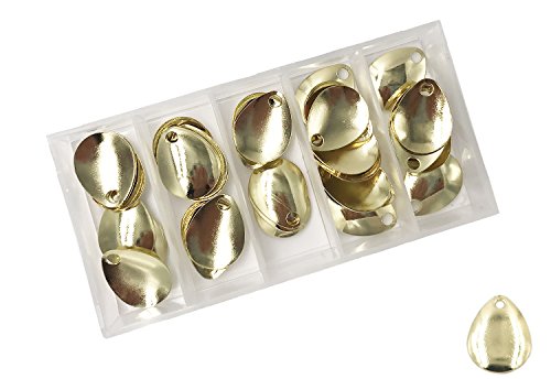 Fishing Spinner Blades for Lure Making - 50pcs/Box Colorado Willow Spinner baits Blades Bulk for DIY Spoons Spinnerbaits Walleye Fishing Rig Make - Silver Gold Size #1#2#3 - color: Gold Colorado, size: #3