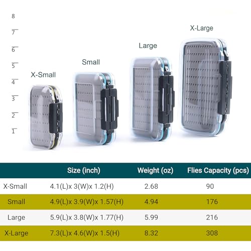 Maxcatch Waterproof Double-Sided Fly Box - Lightweight & Durable Fly Fishing Box with Clear Lid & Easy Grip Foam for Dry & Wet Flies Storage - color: Easy Grip Foam, size: Large-5.9''x 3.8''x 1.77''