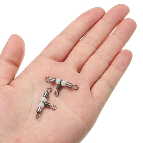 PATIKIL 3 Way Swivel Cross Line T Turn Rolling Tackle with Luminous Beads for Catfish Surf Rig - size: 1.1x0.6 Inch