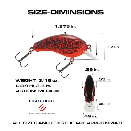 Luck E Strike Crappie Magic Crankbait (2 Inch Crappie Lure) Made in The USA - color: CHILI BOWL