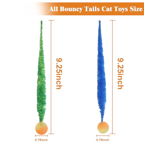 Mixed Bouncy Balls for Cats 5 Pack，Fuzzy Worm Cat Worm Toys with Ball，Magic Worm Bouncy Ball with Tail Cat Toy