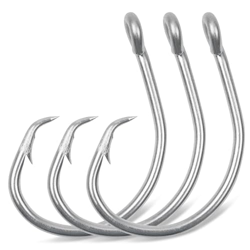 Circle Hooks Saltwater Fishing Hooks, 20pcs in-line Circle Hooks Wide Gap Tuna Circle Hooks Stainless Steel Short Shank Fishing Hooks Big Game Circle Hooks for Catfish Bluegill Tuna Bass