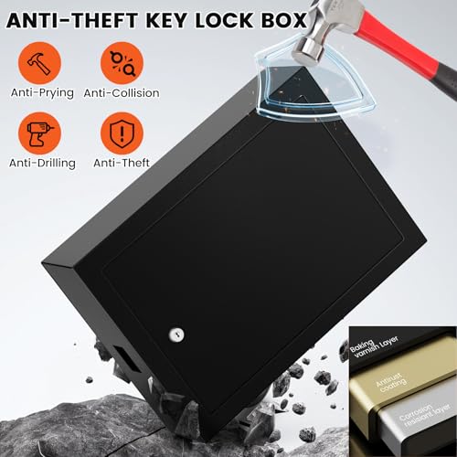 Nebakne 75 Keys Key Lock Box Wall Mount with 75 Colored Key Tags, Anti-Theft Key Box Key Cabinet with Side Opening, Key Organizer Key Safe for Home Office Garage Rental Business - color: Black, size: 75 Key Hook