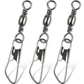 SILANON Fishing Barrel Swivels Snaps, Barrel Swivel with Safety Snap Stainless Steel Brass Swivels Fishing Tackle Line Connector High Strength Solid Rings for Saltwater Freshwater - size: 10#-20lb-120pcs
