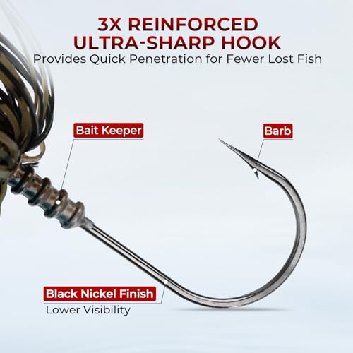MadBite by KastKing Spinnerbait Fishing Lures, Bass Trout Salmon Walleye Stainless Steel Spinner Baits Kit, Saltwater Freshwater, 4 pcs - color: Muddy Water - Double Willow, size: 3/8oz