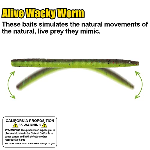 Wacky-Worms-Bass-Fishing-Lure-Kit-Wacky-Rig-Worms-Soft-Plastic-Stick-Baits3 4" 5" 6 inch - color: 5 inch 30 pcs