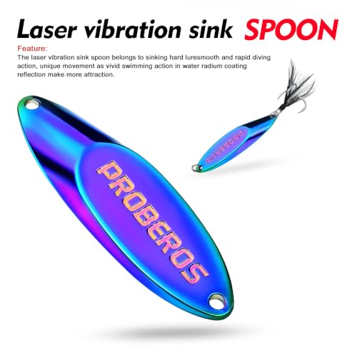 PROBEROS Fishing Spoons Lures Bass Baits Jigging Bait Tackle with Treble Hooks Hard Metal Spoon Fishing Lure Weight Pick 10 Pcs/Pack Silver Gold - color: 10PCS Neon, size: 28G-1OZ