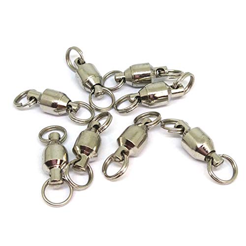 25/50pcs Ball Bearing Swivel Fishing Stainless Split Ring Fish Hooks Connectors for Saltwater 7LB-132LB - size: 5#-0.98"/44LB- 50PCS