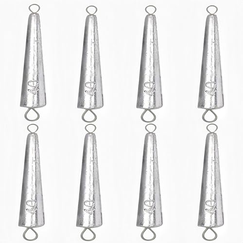 10PCS Fishing Weights Torpedo Sinkers Inline Trolling Sinkers Weights Kit Fishing Sinkers Catfishing Sinkers Saltwater Fishing Torpedo Weights Double Ring Sinkers-1oz(30g) - size: 1.4oz(40g)-8Pcs
