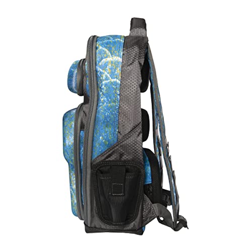 Calcutta Squall Tackle Backpack | Shoreline Camo | 3700 Tackle Tray | Durable Fishing Tackle Bag | Padded Backpack Straps | Built-In Rod Holder