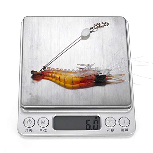 Fishing Shrimp Lures Artificial Silicone Soft Bait Set Luminous Swimbait Shrimp Fishing Lure with Hooks Fishing Tackle Freshwater/Saltwater - color: 12PCS