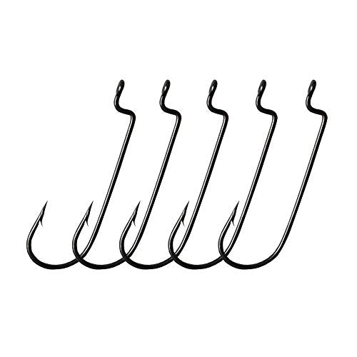30pcs/Pack Offset Fishing Hooks Worm Hooks Black/Red High Carbon Steel Senko Bait Fishing Hooks 4/0 3/0 2/0 1/0 1# - color: black, size: 1#-30pcs
