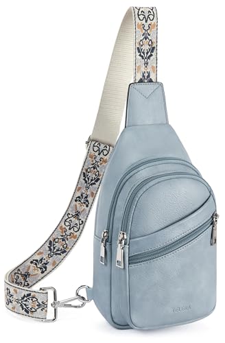 Telena Sling Bag for Women Crossbody Bags Purse for Women Vegan Leather Fanny Pack with Adjustable Strap - color: 1-denim Blue