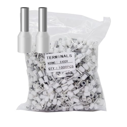 Fidioto 1000pcs AWG12 Terminal Connector Wire Insulated Cord Pin Ends Terminals for Electric, Industrial, Chemical Industry, Power Control System, etc. (White-1000PCS-12AWG) - color: White, size: 12AWG