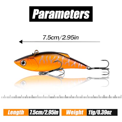 Lipless Crankbait Rattle Trap Fishing Lures Topwater Bass Fishing Lures for Walleye Trout Musky Long Casting Distance Freshwater Saltwater 2.96in/0.39oz FS/YE-06 - style: A1,5pcs